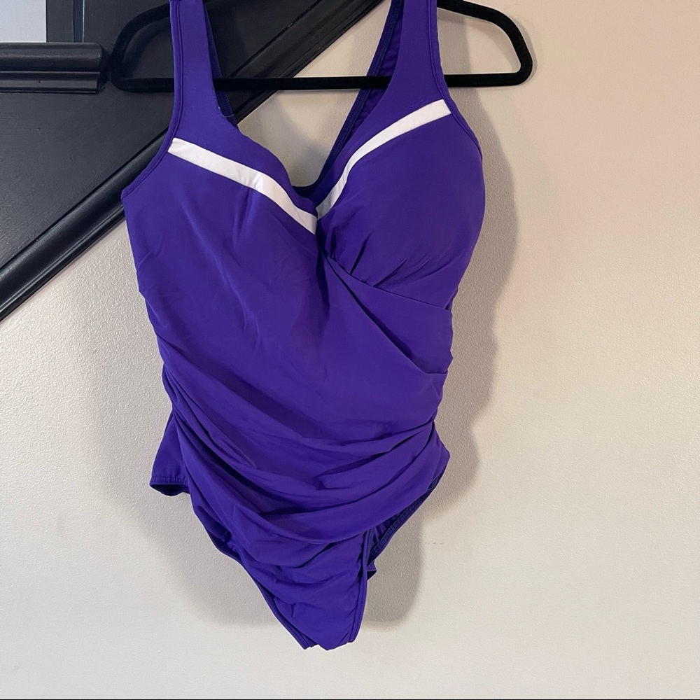 Miraclesuit Ruched Slimming Bathing Suit, size 14